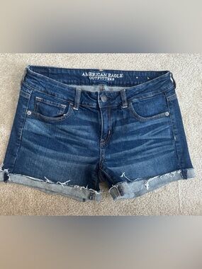 American Eagle Dark Blue Denim Cutoff Shorts